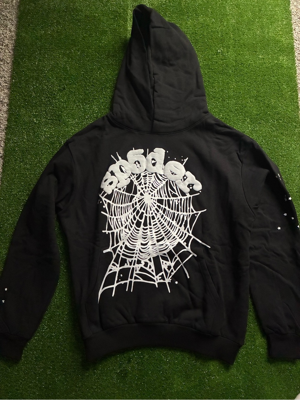 Black Graphic Spiderweb Hoodie - Lightweight Men's Pullover